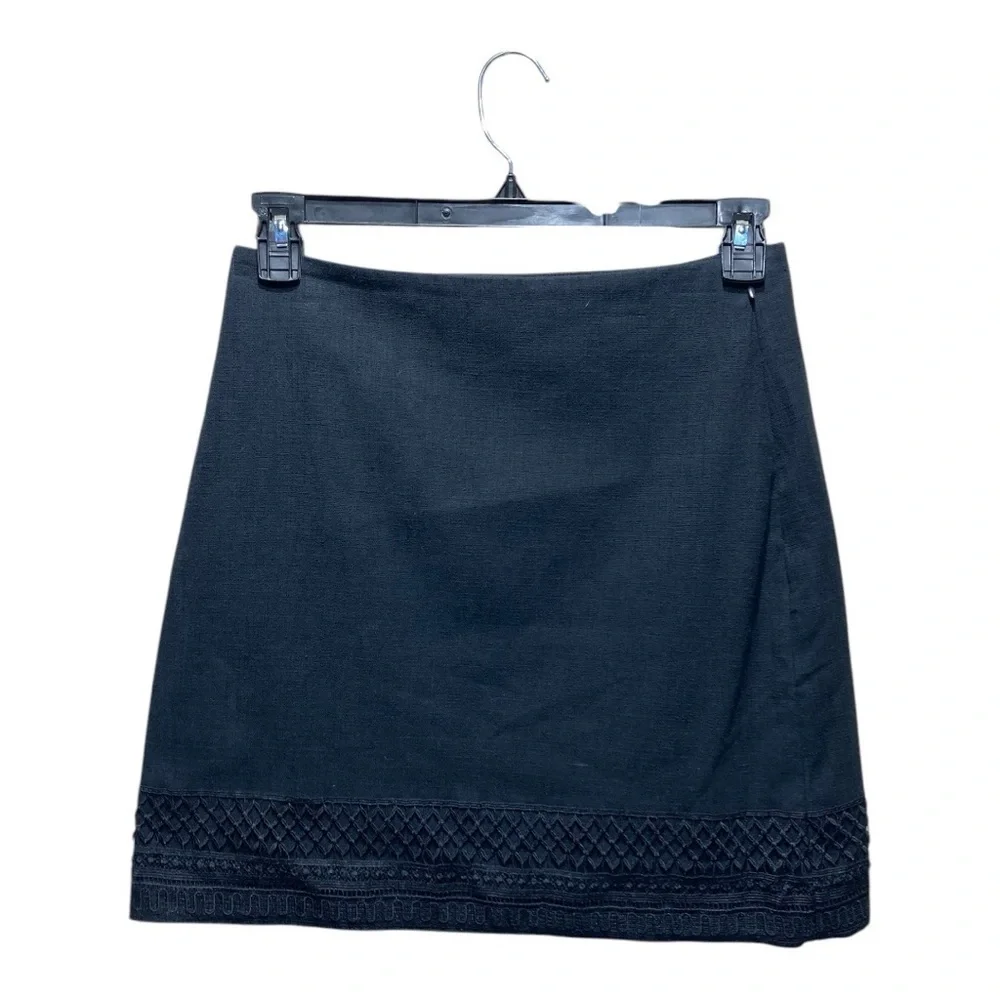 Loft Black Mini Skirt With Lace Trim - Picture 2 of 4